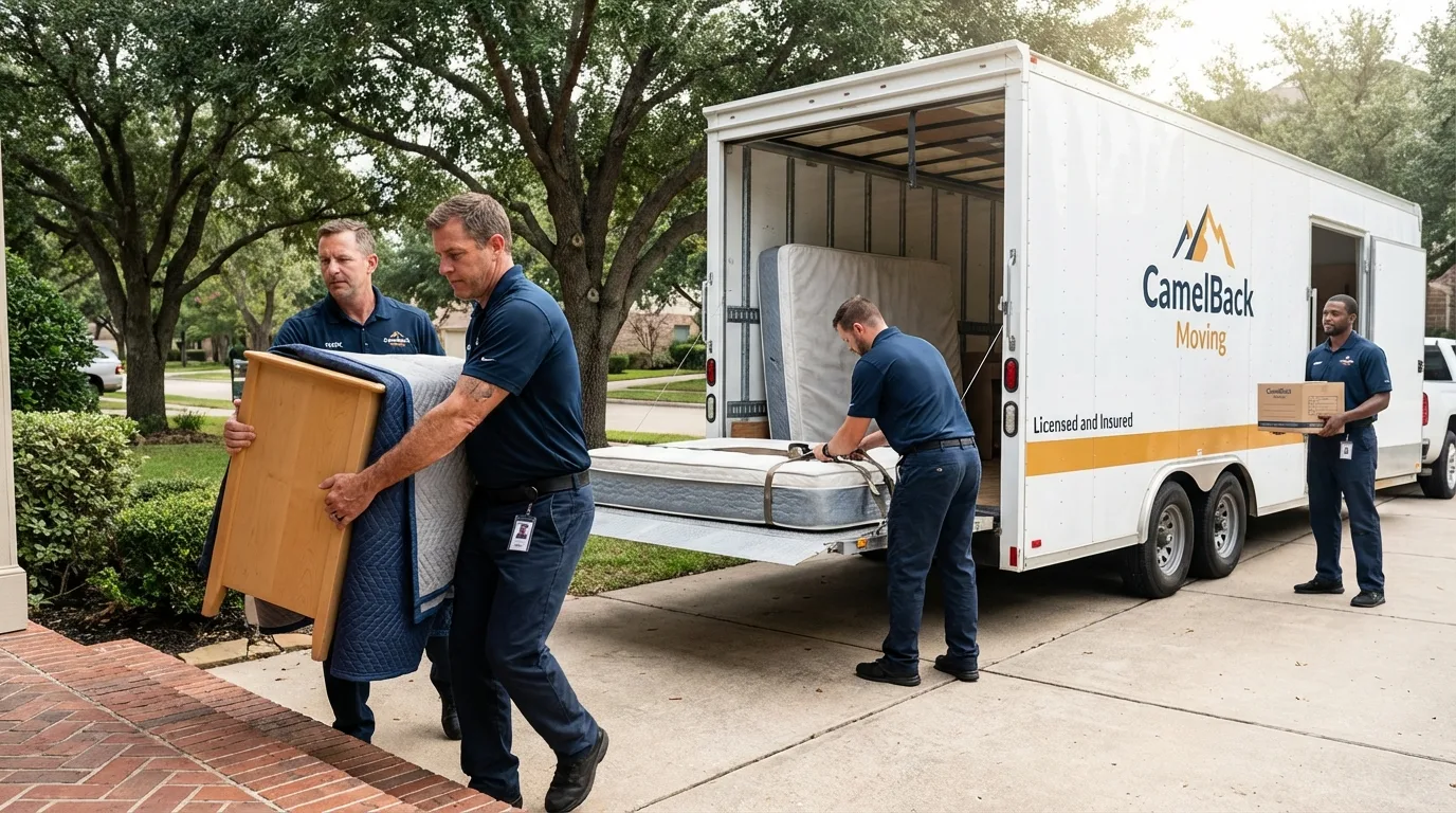 Crew loading residential truck for cross-state move from Pennsboro, WV
